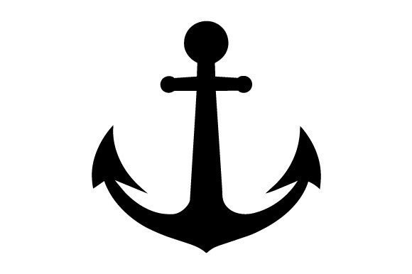 Anchor Black Silhouette on White Backgro