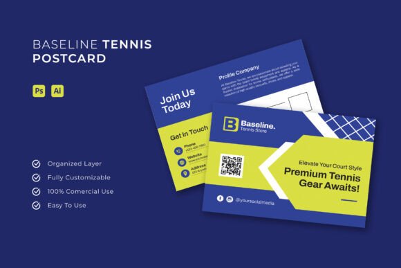 Baseline Tennis - Postcard: Elevating Professional Design