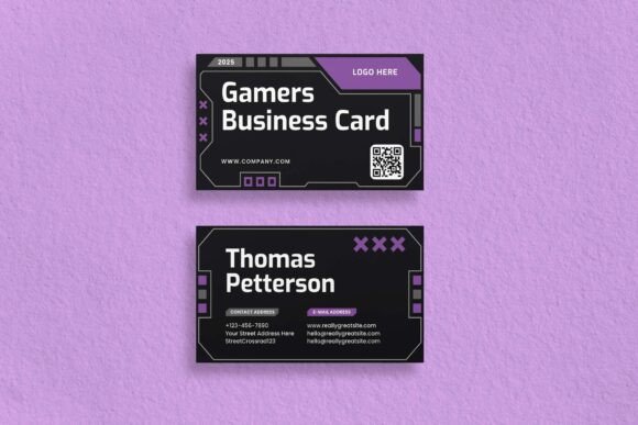 Black Purple Gamers Business Card