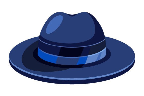 Dark Blue Hat on White Background
