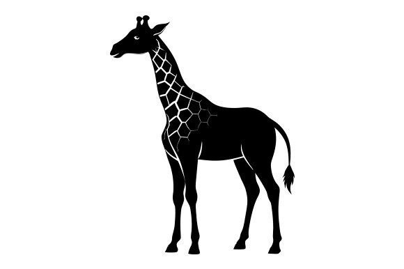 Graceful Giraffe Black Silhouette Design