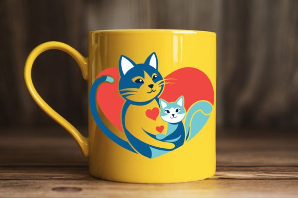 The Enduring Appeal of the Lovely Cat and Her Baby with Heart Icon in Modern Design