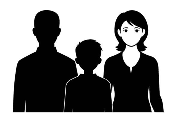 The Enduring Appeal of the Son with Father and Mother Black Silhouette Vector in Modern Design