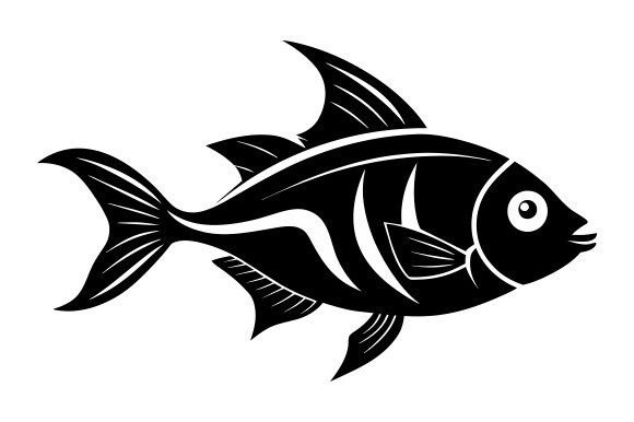 Tropical Fish Black Silhouette