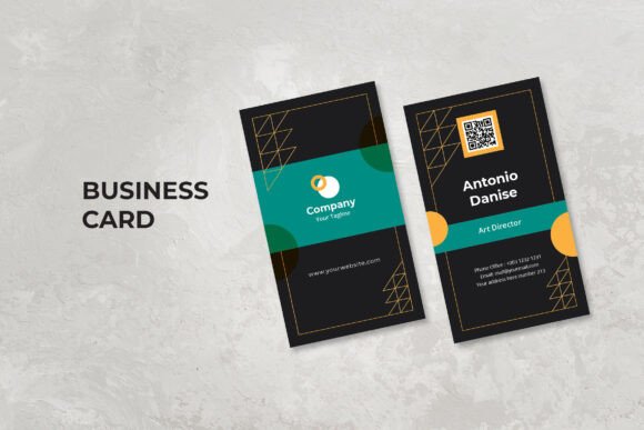 Vertical Dark Theme Business Card